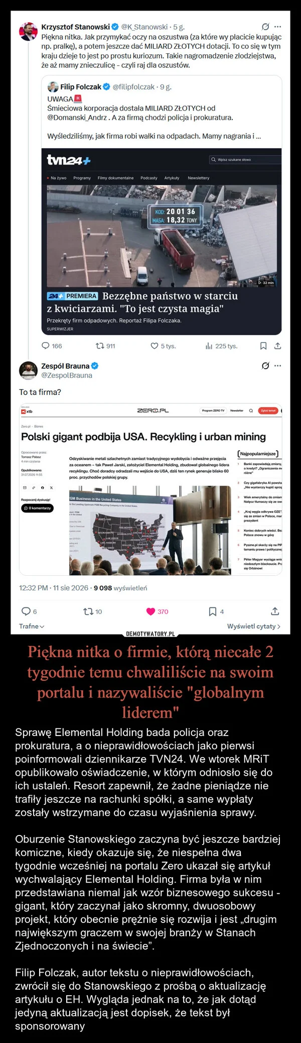 
    Piękna nitka o firmie, którą niecałe 2 tygodnie temu chwaliliście na swoim portalu i nazywaliście 