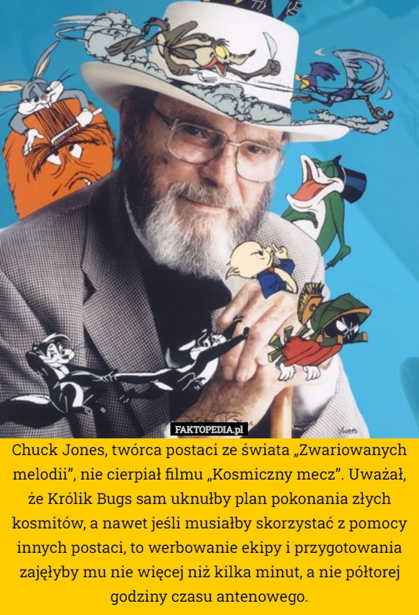 
    Chuck Jones, twórca postaci ze świata „Zwariowanych melodii”, nie cierpiał