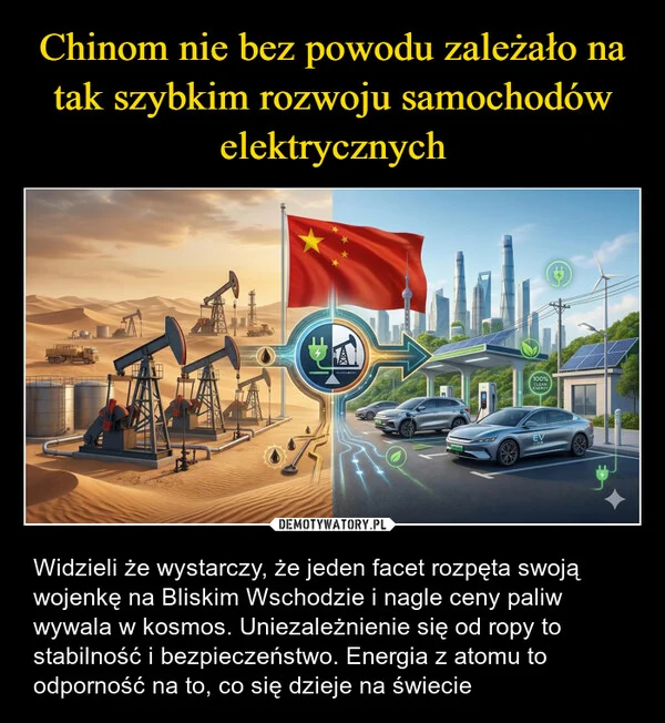 
    Chinom nie bez powodu zależało na tak szybkim rozwoju samochodów elektrycznych