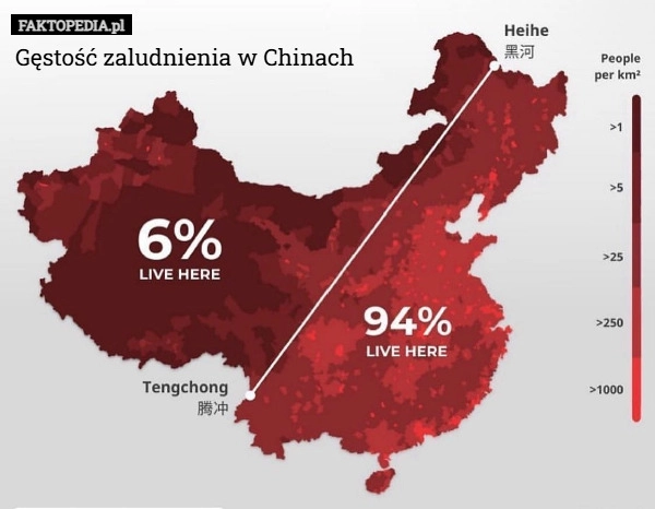 Gęstość zaludnienia w Chinach
