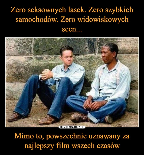 
    Zero seksownych lasek. Zero szybkich samochodów. Zero widowiskowych scen... Mimo to, powszechnie uznawany za najlepszy film wszech czasów