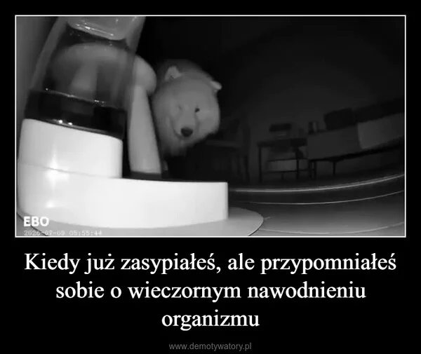 Kiedy już zasypiałeś, ale przypomniałeś sobie o wieczornym nawodnieniu organizmu