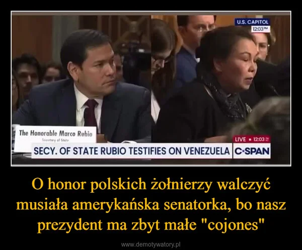 
    O honor polskich żołnierzy walczyć musiała amerykańska senatorka, bo nasz prezydent ma zbyt małe 