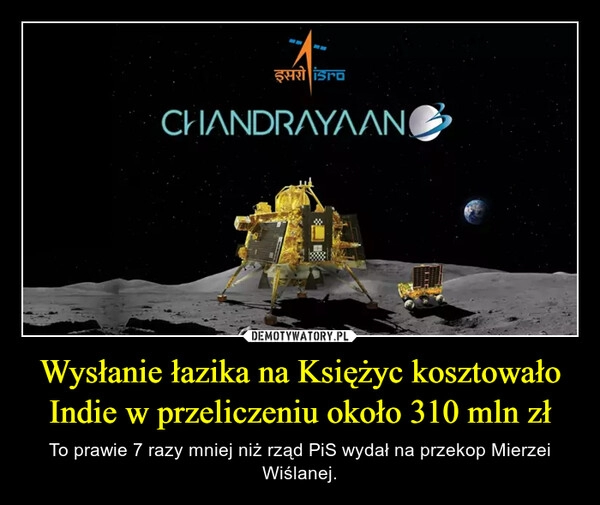 
    Wysłanie łazika na Księżyc kosztowało Indie w przeliczeniu około 310 mln zł