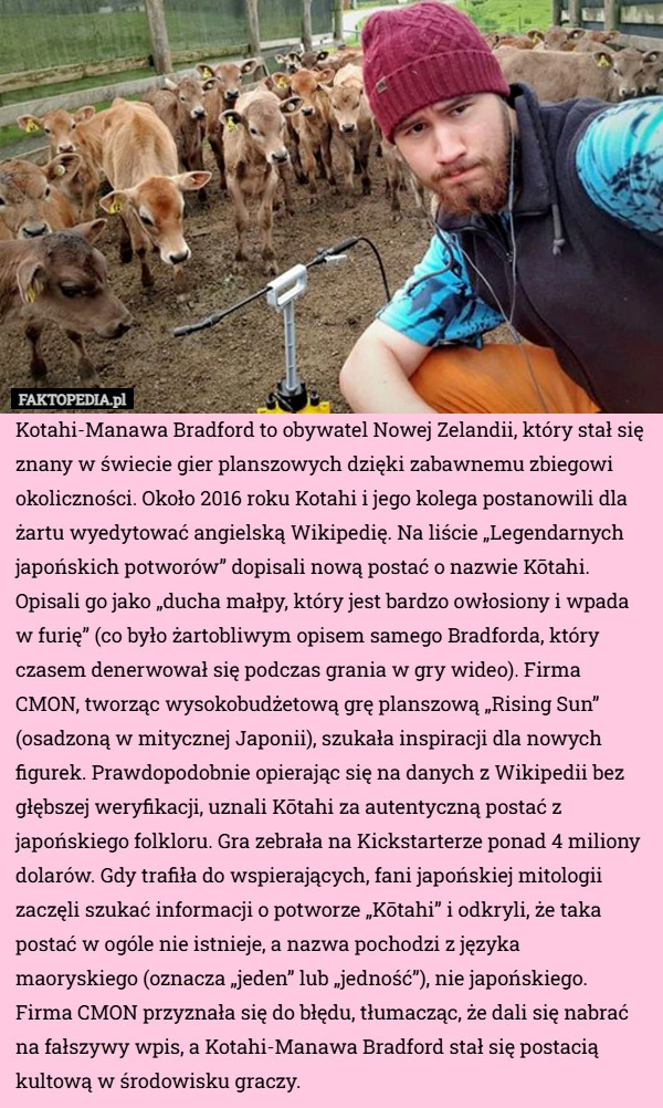 
    Kotahi-Manawa Bradford to obywatel Nowej Zelandii, który stał się znany