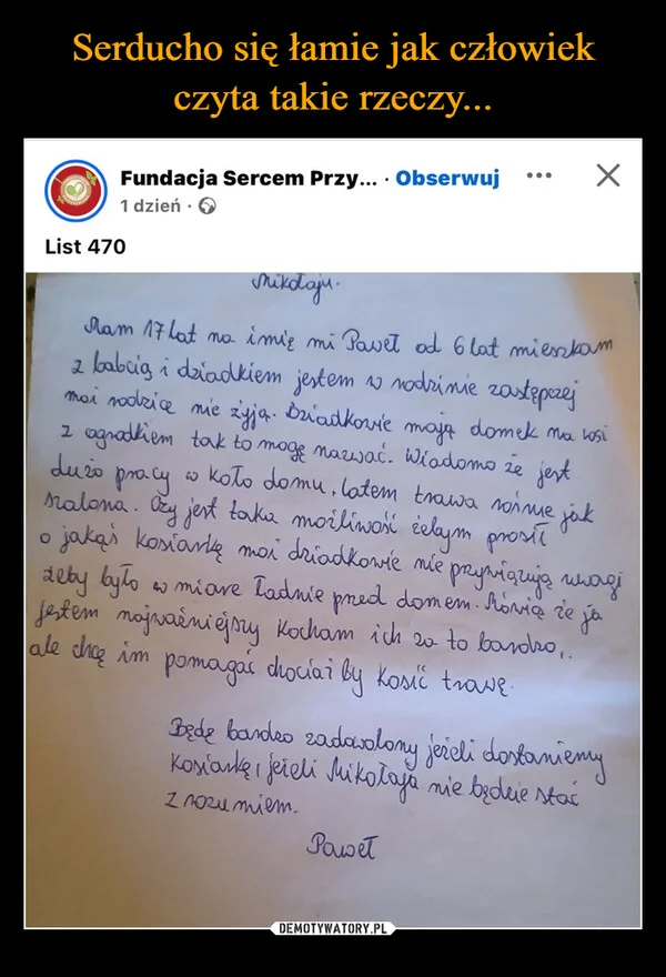 
    Serducho się łamie jak człowiek czyta takie rzeczy...
