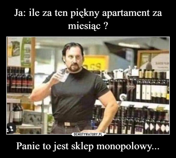 
    Ja: ile za ten piękny apartament za miesiąc ? Panie to jest sklep monopolowy...