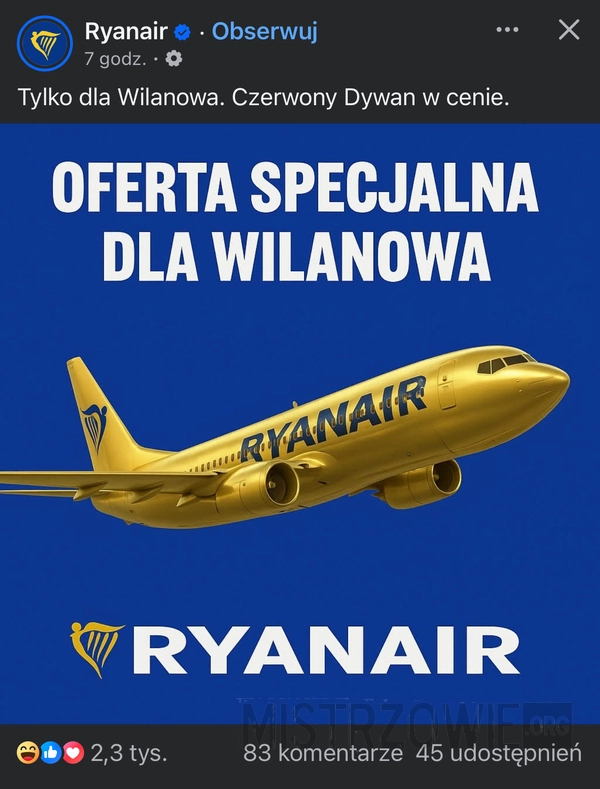
    Ryanair prawdziwa reklama