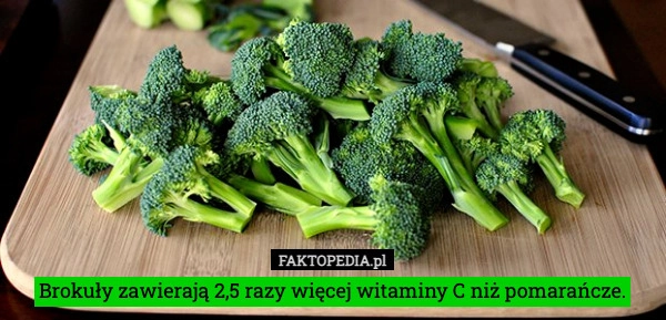 
    Brokuły zawierają 2,5 razy więcej witaminy C niż pomarańcze.