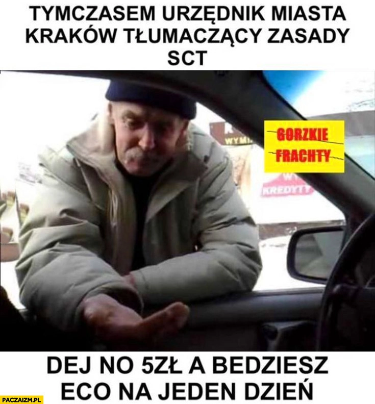 
    Urzędnik miasta Kraków tłumaczący zasady SCT dej no 5 zł a będziesz ECO na jeden dzień