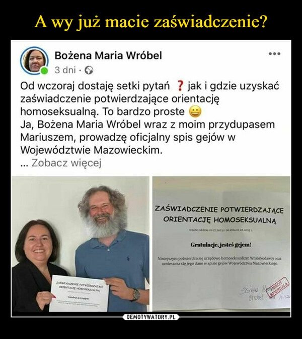 
    A wy już macie zaświadczenie?