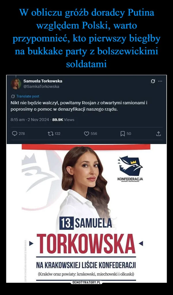 
    W obliczu gróźb doradcy Putina względem Polski, warto przypomnieć, kto pierwszy biegłby na bukkake party z bolszewickimi soldatami