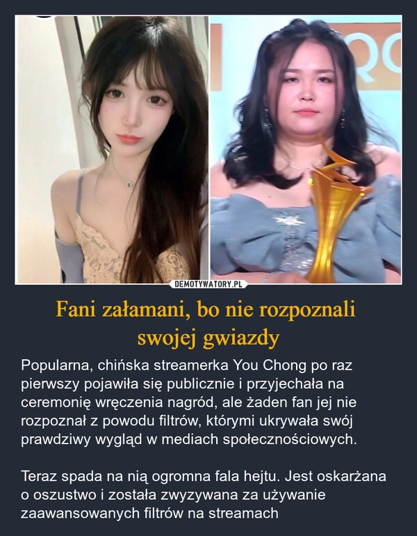 
    Fani załamani, bo nie rozpoznali 
swojej gwiazdy