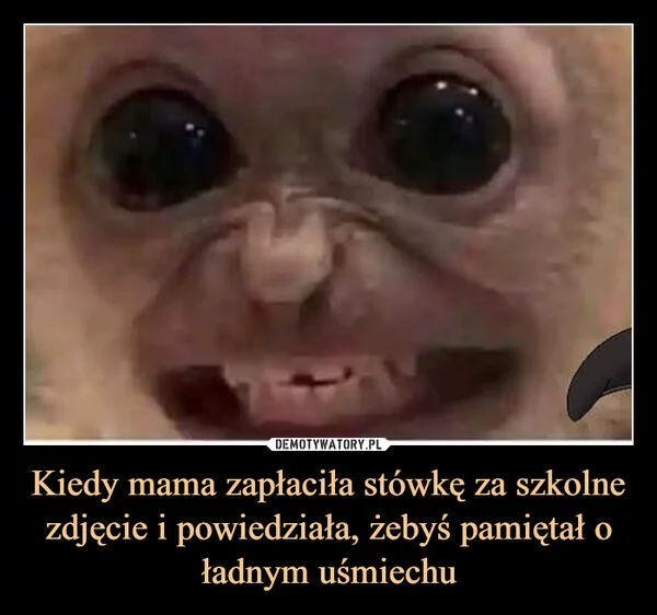 
    Kiedy mama zapłaciła stówkę za szkolne zdjęcie i powiedziała, żebyś pamiętał o ładnym uśmiechu