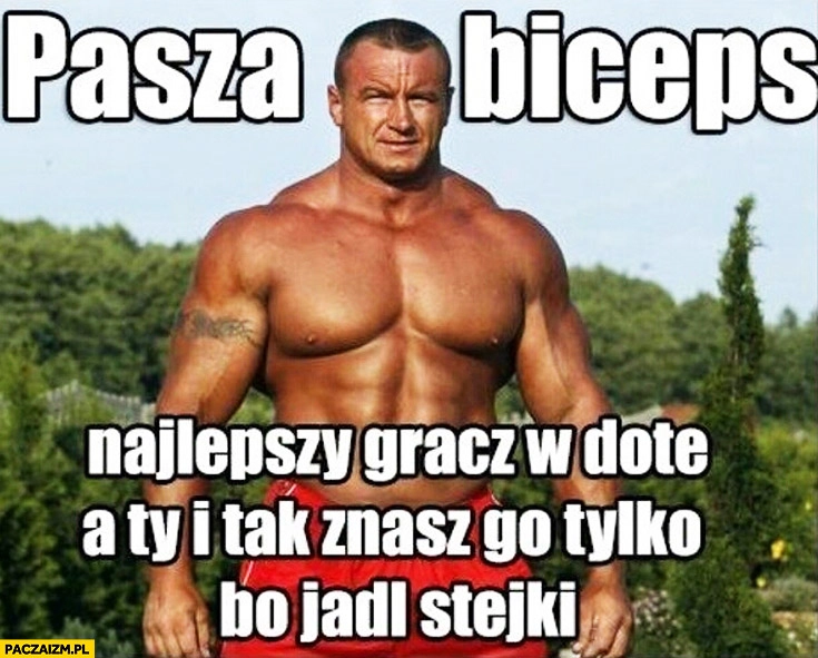 
    Pasza biceps najlepszy gracz w DOTĘ a Ty i tak znasz go bo jadł stejki