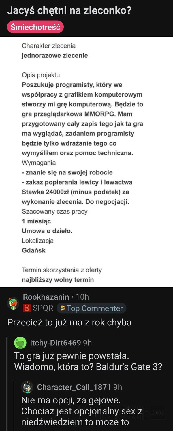 
    Jacyś chętni na zleconko?