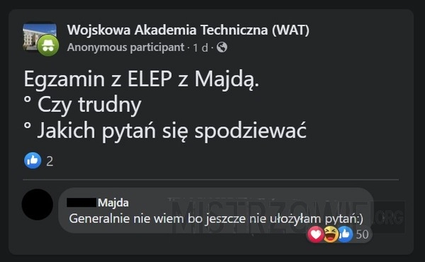 
    Pytanie o egzamin