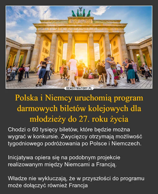 
    Polska i Niemcy uruchomią program darmowych biletów kolejowych dla młodzieży do 27. roku życia