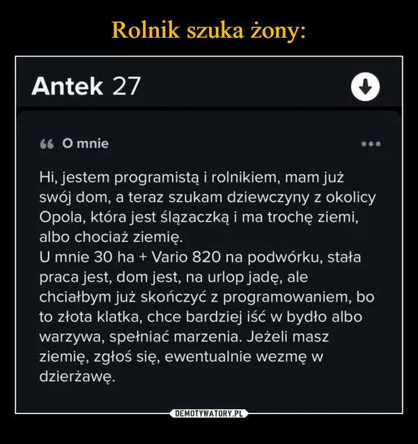 
    Rolnik szuka żony: