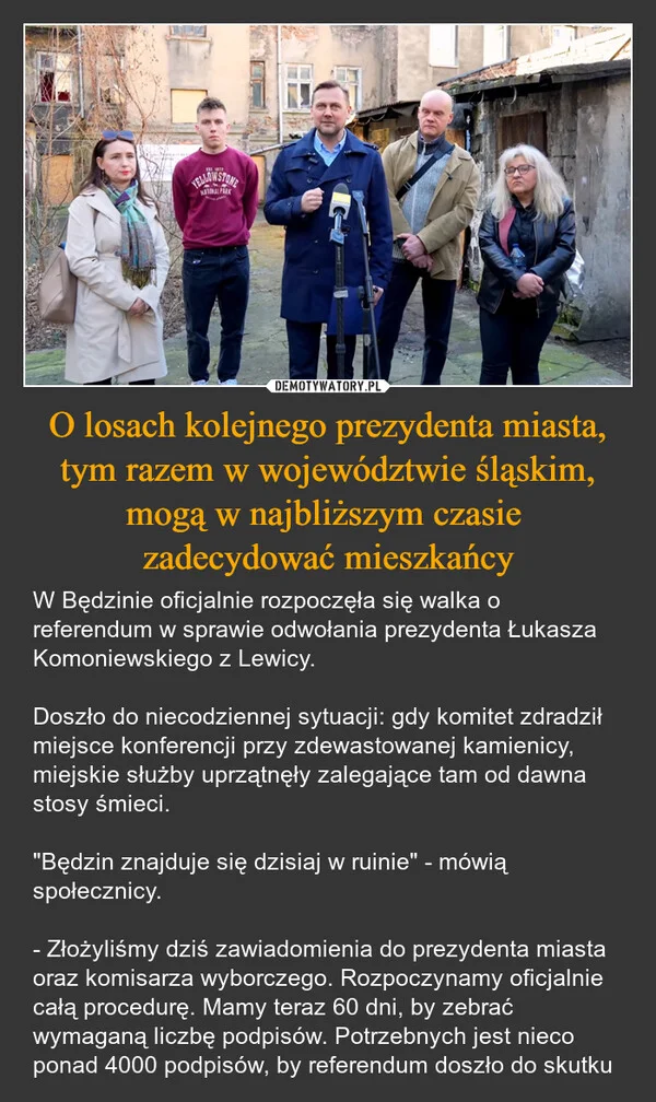 
    O losach kolejnego prezydenta miasta, tym razem w województwie śląskim, mogą w najbliższym czasie zadecydować mieszkańcy