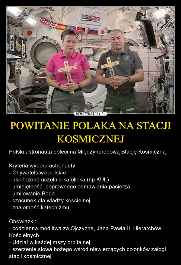 
    POWITANIE POLAKA NA STACJI KOSMICZNEJ