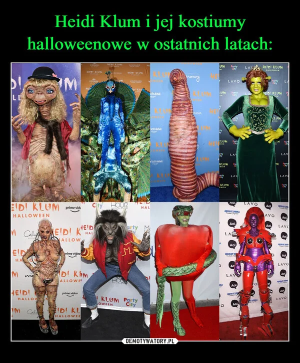 
    Heidi Klum i jej kostiumy halloweenowe w ostatnich latach: