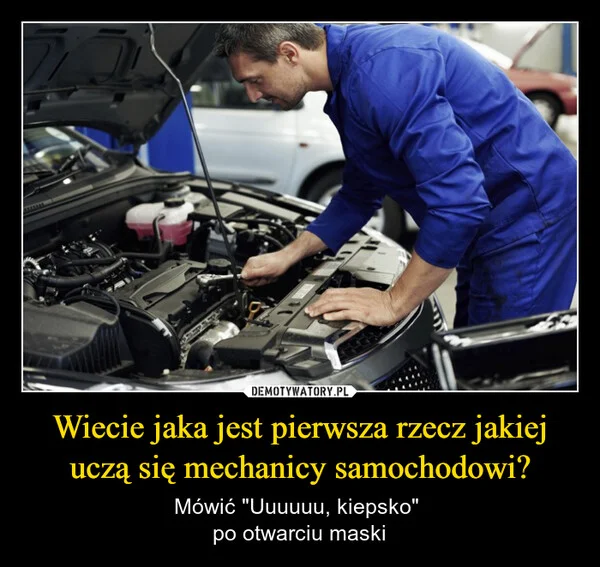 
    Wiecie jaka jest pierwsza rzecz jakiej uczą się mechanicy samochodowi?