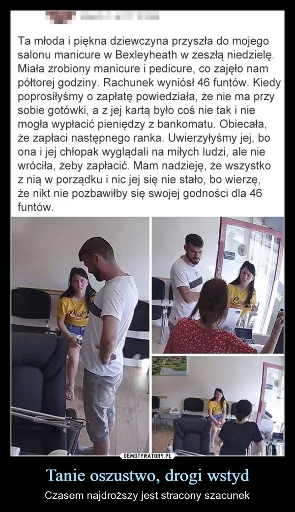 
    Tanie oszustwo, drogi wstyd