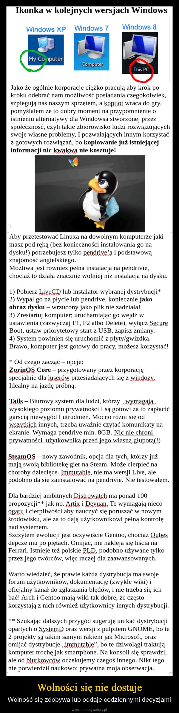 
    Wolności się nie dostaje