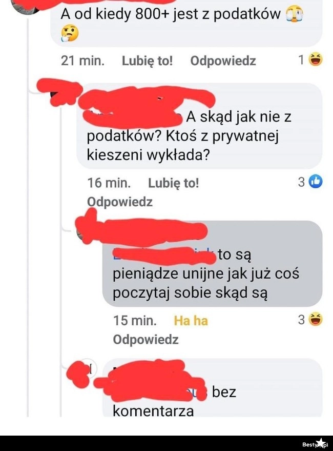 
    "A od kiedy 800+ jest z podatków" 