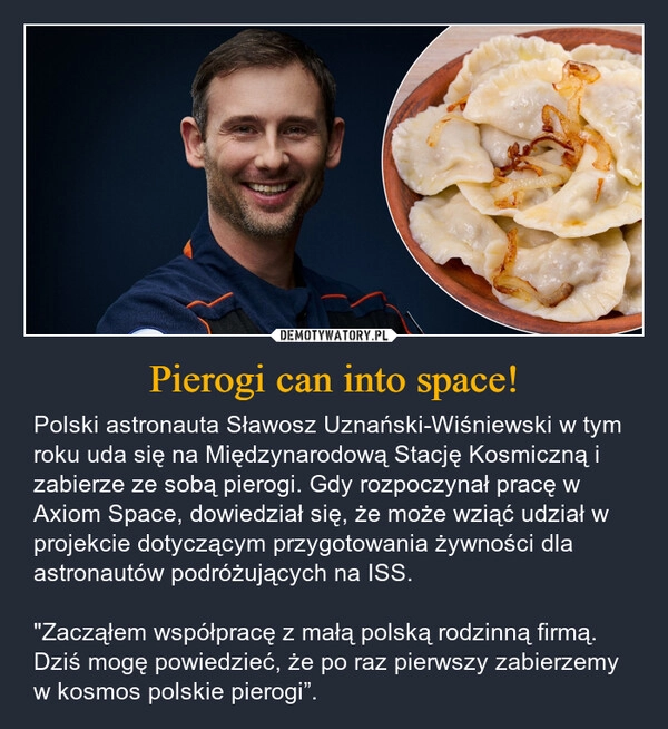 
    Pierogi can into space!