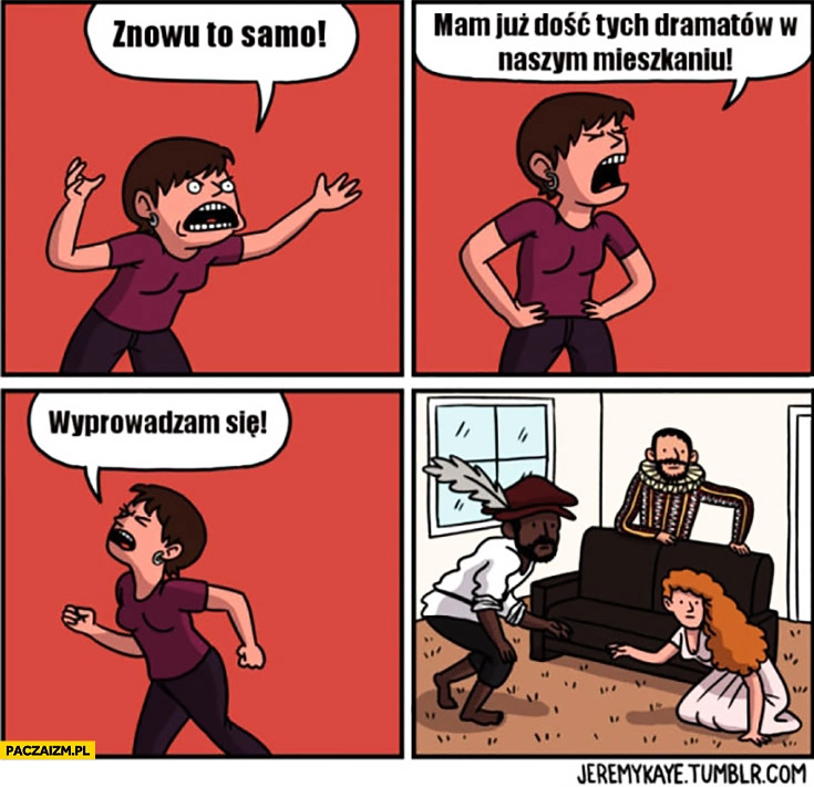 
    Znowu to samo, mam już dość tych dramatów w naszym mieszkaniu, wyprowadzam się. Komiks