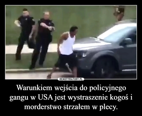 
    Warunkiem wejścia do policyjnego gangu w USA jest wystraszenie kogoś i morderstwo strzałem w plecy.