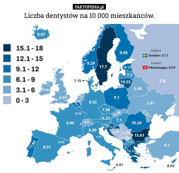 
    Liczba dentystów na 10 000 mieszkańców.
