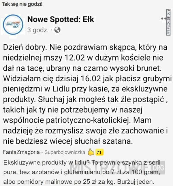 
    Tak się nie godzi!