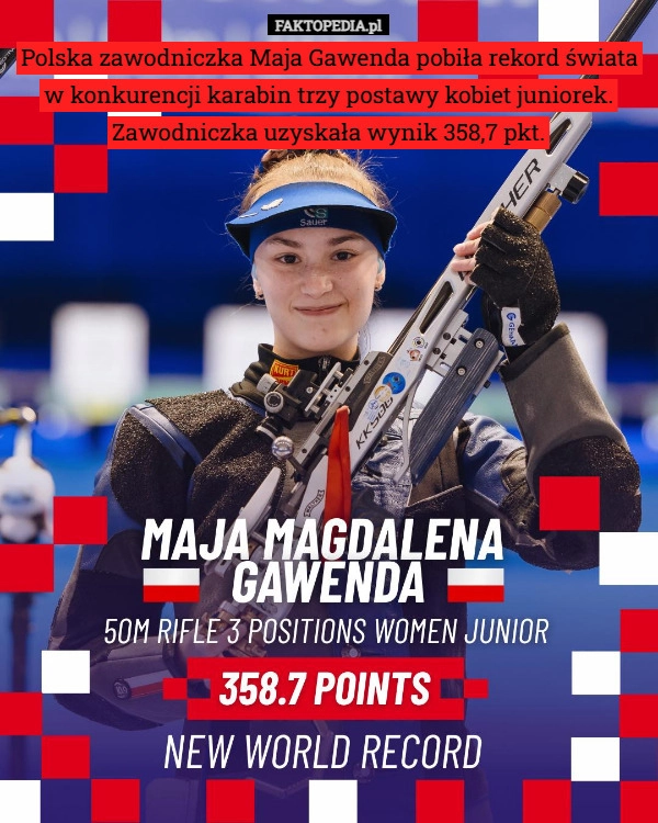 
    Polska zawodniczka Maja Gawenda pobiła rekord świata w konkurencji karabin