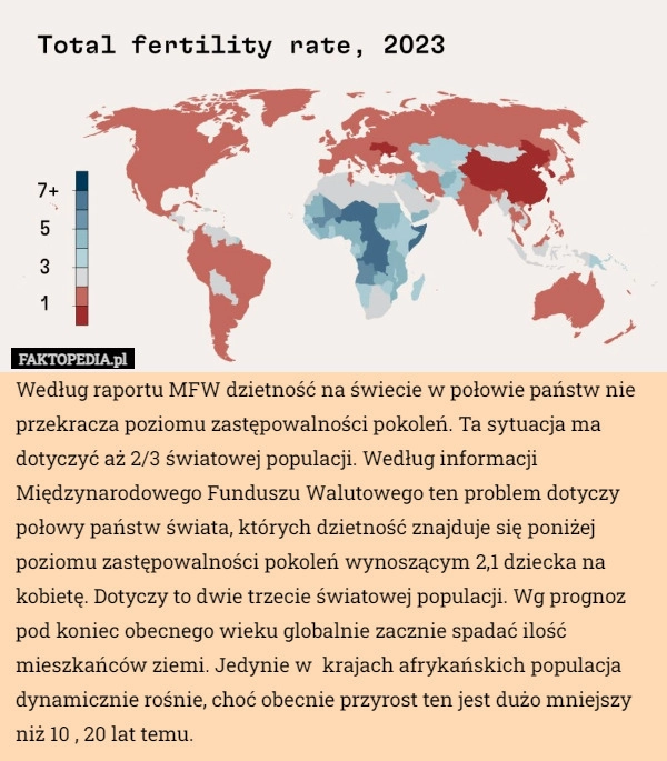 
    Według raportu MFW dzietność na świecie w połowie państw nie przekracza