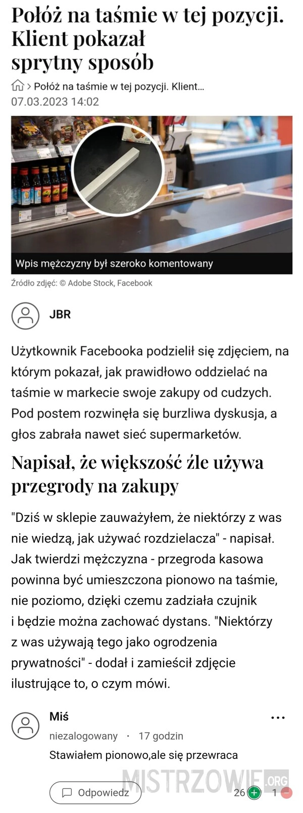 
    Oddzielanie zakupów na taśmie