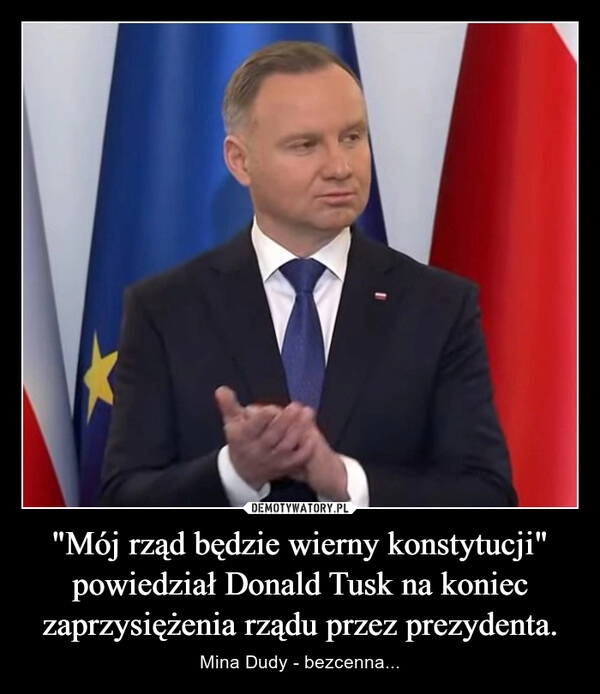 
    "Mój rząd będzie wierny konstytucji" powiedział Donald Tusk na koniec zaprzysiężenia rządu przez prezydenta.