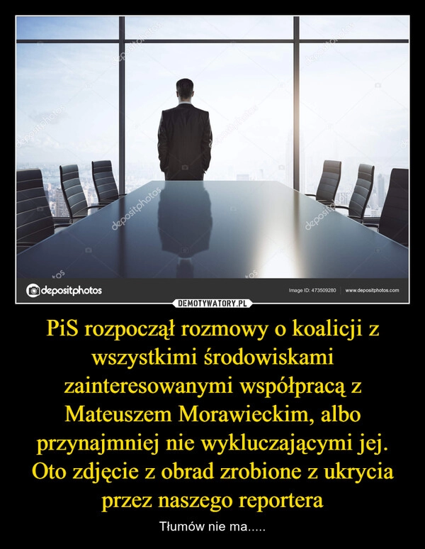 
    PiS rozpoczął rozmowy o koalicji z wszystkimi środowiskami zainteresowanymi współpracą z Mateuszem Morawieckim, albo przynajmniej nie wykluczającymi jej. Oto zdjęcie z obrad zrobione z ukrycia przez naszego reportera