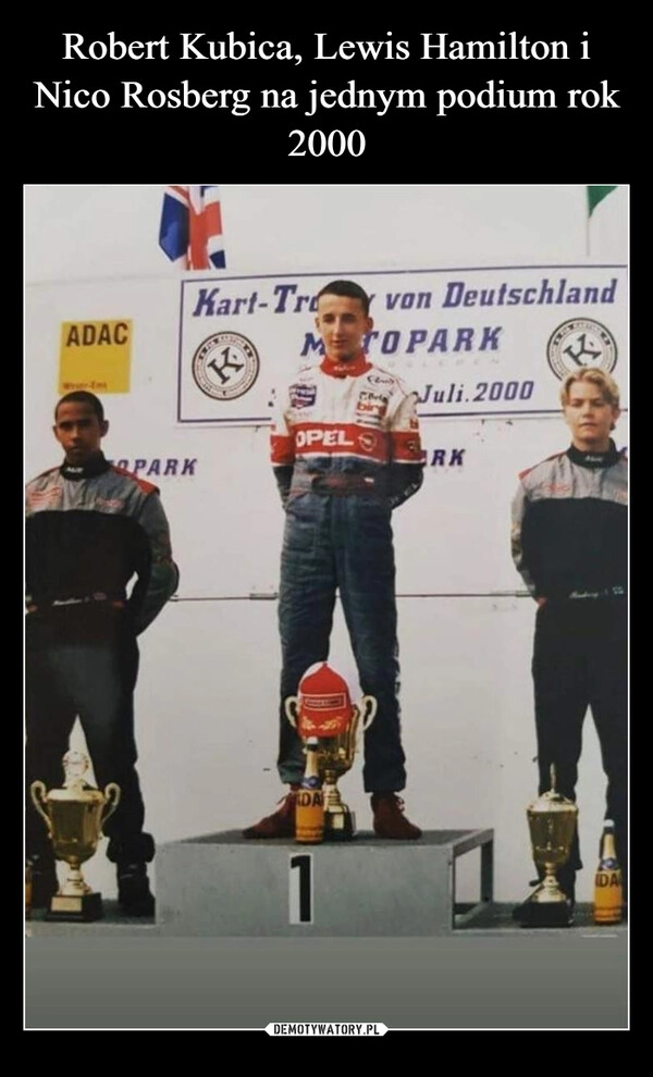 
    Robert Kubica, Lewis Hamilton i Nico Rosberg na jednym podium rok 2000