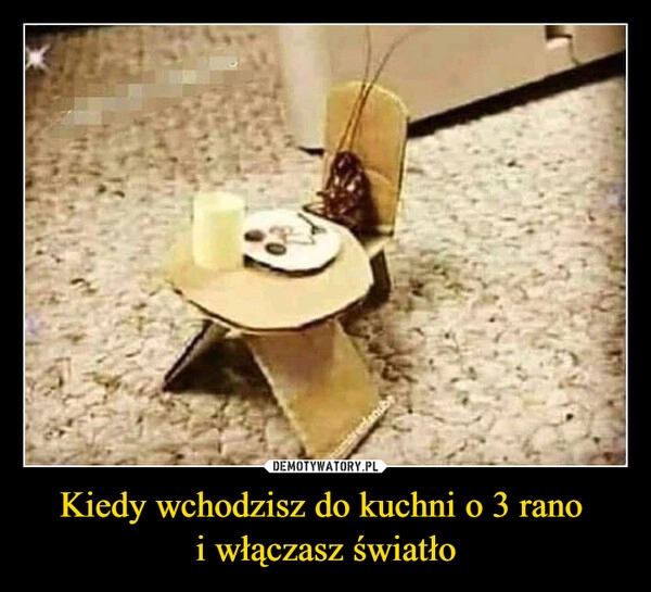 
    Kiedy wchodzisz do kuchni o 3 rano 
i włączasz światło