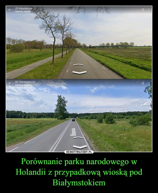 
    Porównanie parku narodowego w Holandii z przypadkową wioską pod Białymstokiem