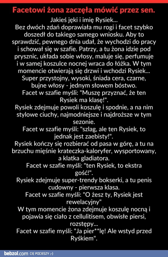 
    Facetowi żona zaczęła mówić przez sen