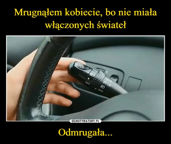 
    Mrugnąłem kobiecie, bo nie miała włączonych świateł Odmrugała...