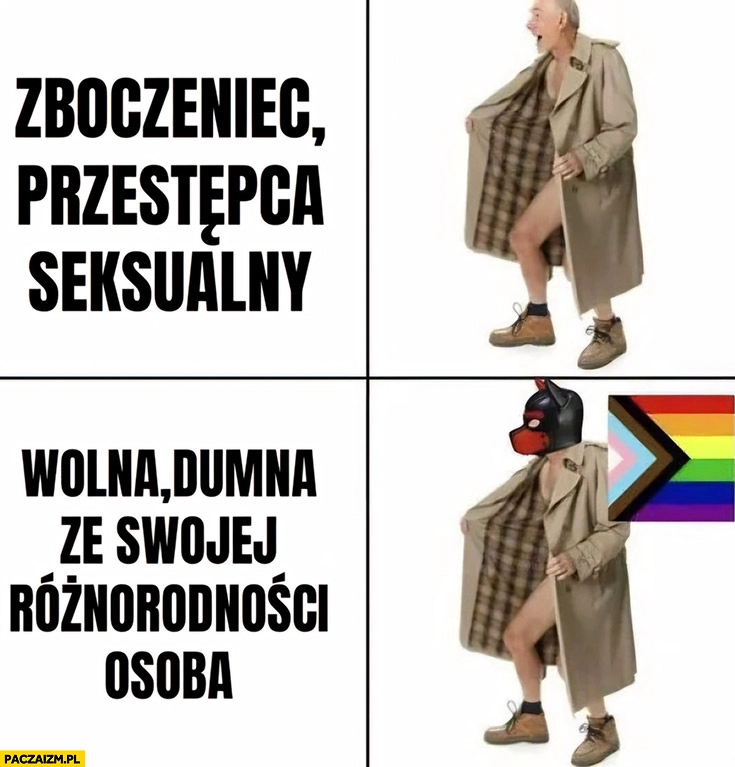 
    Zboczeniec przestępca seksualny vs LGBT maska wolna dumna ze swojej różnorodności osoba