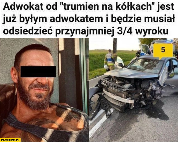 
    Adwokat od trumien na kółkach jest już byłym adwokatem i będzie musiał odsiedzieć przynajmniej 3/4 wyroku