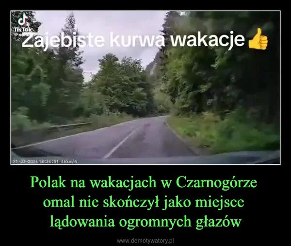 Polak na wakacjach w Czarnogórze omal nie skończył jako miejsce lądowania ogromnych głazów