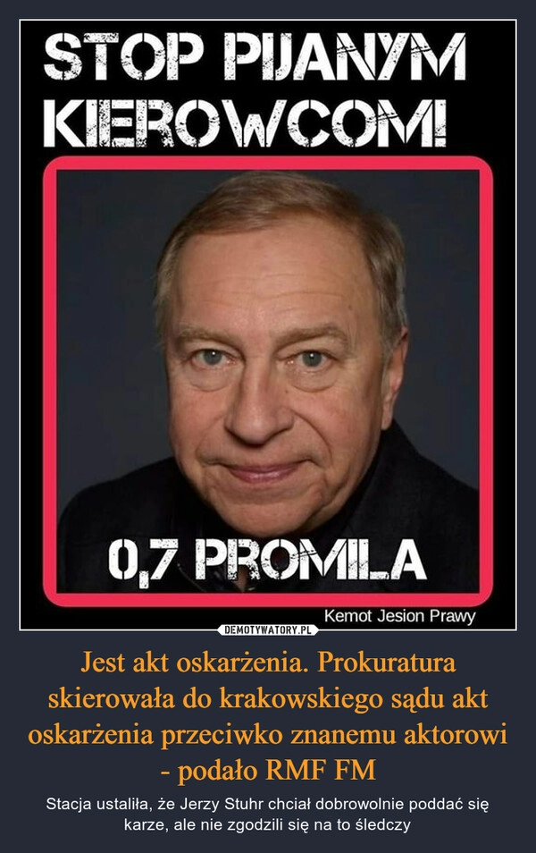 
    
Jest akt oskarżenia. Prokuratura skierowała do krakowskiego sądu akt oskarżenia przeciwko znanemu aktorowi - podało RMF FM 