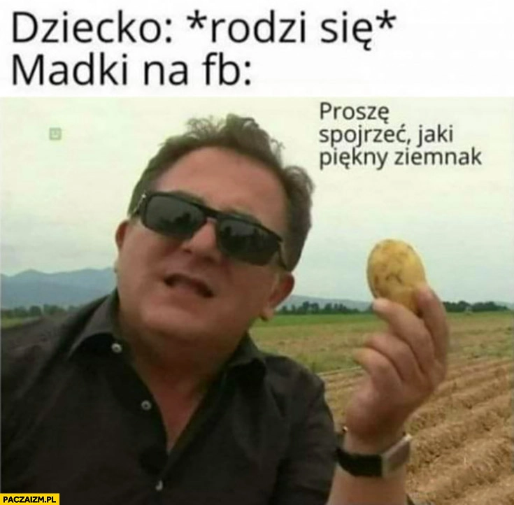 
    Makłowicz dziecko rodzi się, madki na fb facebooku proszę spojrzeć jaki piękny ziemniak